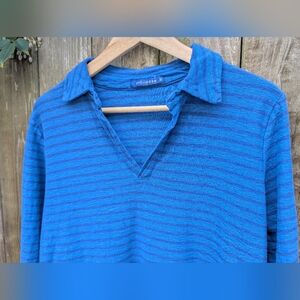 Cut Loose - Striped Blue - Collared Blouse - XL